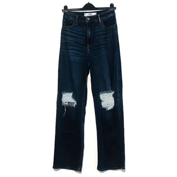 Hollister Curvy Ultra High Rise Dad Jean Distressed Relaxed Fit Jeans Size 3 26